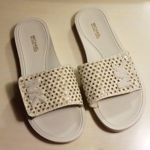 Michael Kors Slides Sandals Flip Flops White